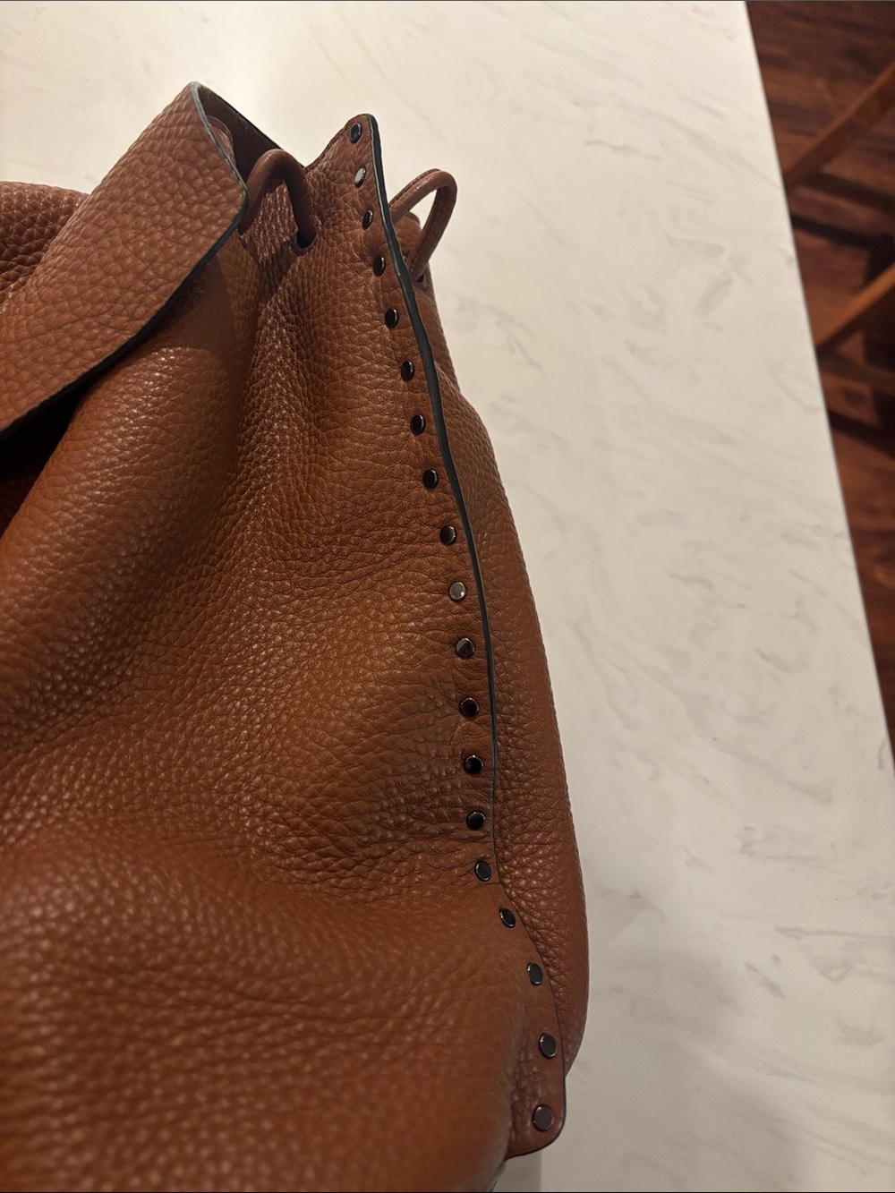 Brown Pebbled Leather Backpack Purse - Picture 2 of 7
